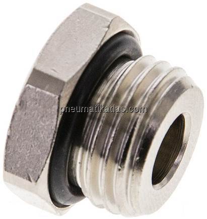 Reduziernippel G 1/4"(AG)-M 5(IG), Messing vernickelt (Elastomerabdichtung) Reduziernippel G 1/4"(AG)-M 5(IG), Messing vernickelt (Elastomerabdichtung)