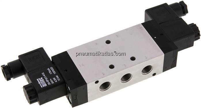 5/3-Wege Magnetventil, G 1/4", Mittelstellung belüftet, 24 V AC, Standard