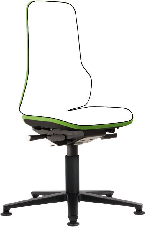 Bimos Arbeitsstuhl grün, ohne Polster Sitzhöhe 450-620 mm mit Gleiter