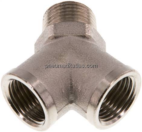 Y-Einschraubstück R 1/2" (AG)- 2 x G 1/2" (IG), Messing vernickelt