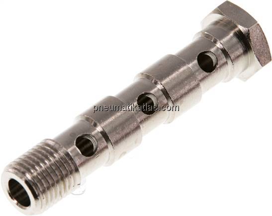 Hohlschraube, 3-fach G 1/4"-67mm, Messing vernickelt