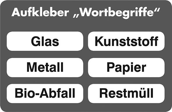 Aufkleber-Set, 6tlg. 70x300mm für Wertstoffsammler