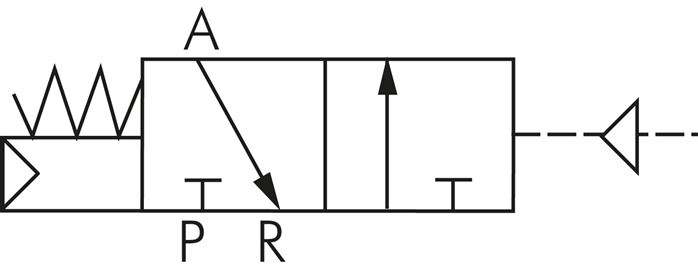 Schaltsymbol: 3/2-Wege Pneumatikventil, Grundstell
