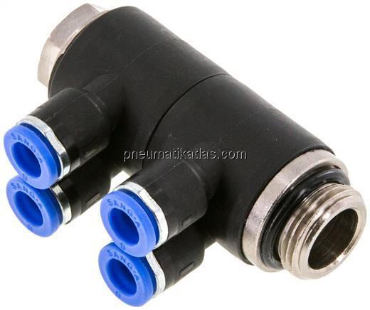 Steck-Mehrfachverteiler, 4-fach G 3/8"-6mm, IQS-Standard