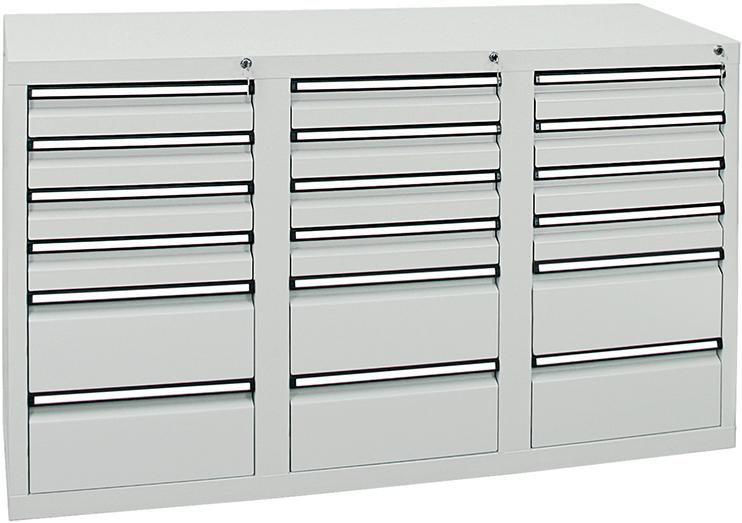 Schubladenschrank 18 SLR 900x1500x500 mm grau stumpf