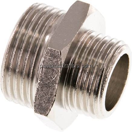 Doppelnippel G 3/4"-G 1/2", Messing vernickelt
