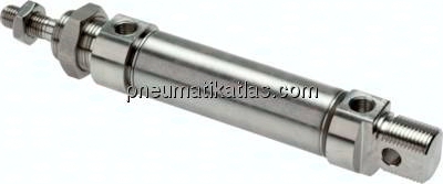 ISO 6432-Zylinder, Edelstahl, Kolben 25mm, Hub 60mm
