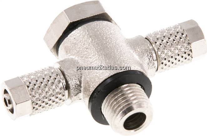 T-Verschraubung G 1/8"-5x3mm, Messing vernickelt, Hohlschraube