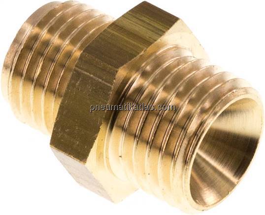 Doppelnippel G 1/4"-M 14x1,5, Messing